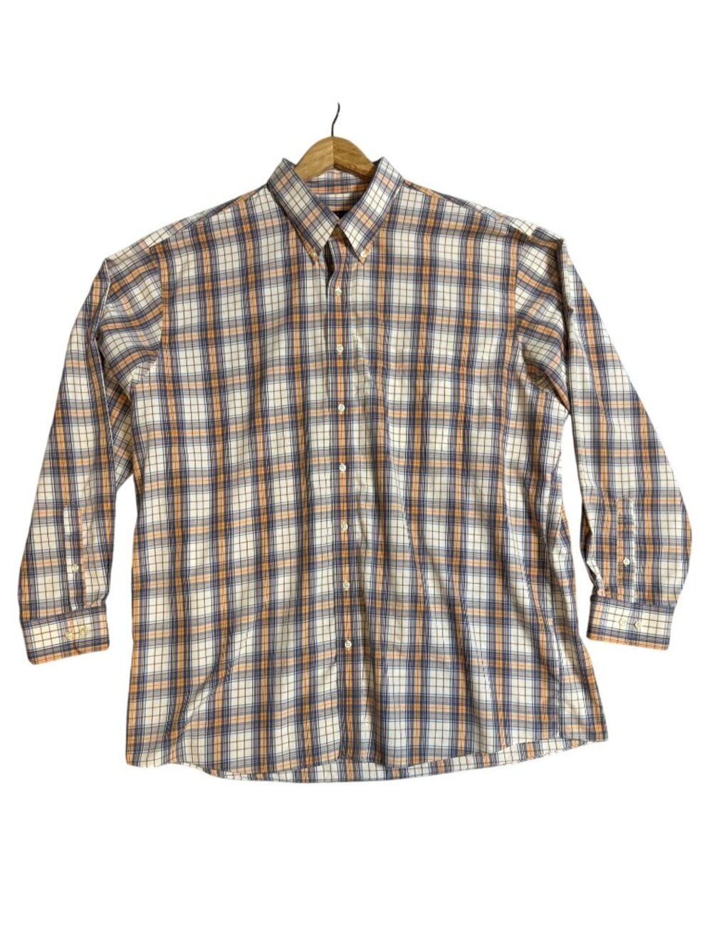 Jos. A. Bank Traveller's Collection Orange Blue Plaid Button-Down Shirt Mens XXL
